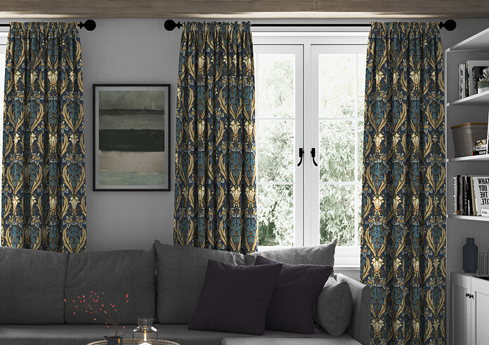 Acanthus, Navy - Made to Measure Curtains - Image 3